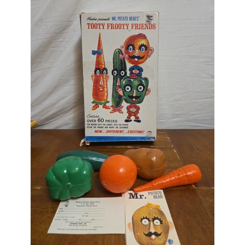 1960s Hasbro Mr Potato Heads Tooty Frooty Friends 50 Pieces in Original Box